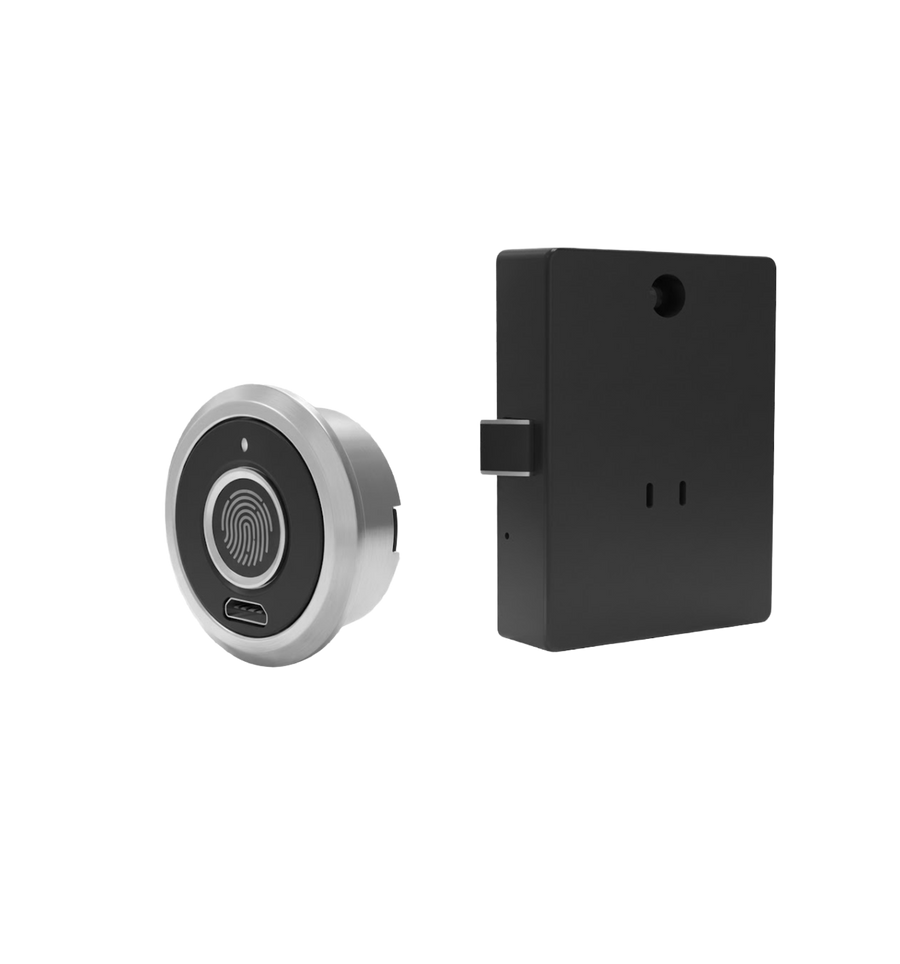 Capteur d'empreinte BORE LOCK et son mécanisme de verrouillage arrière avec pêne et trous de fixation