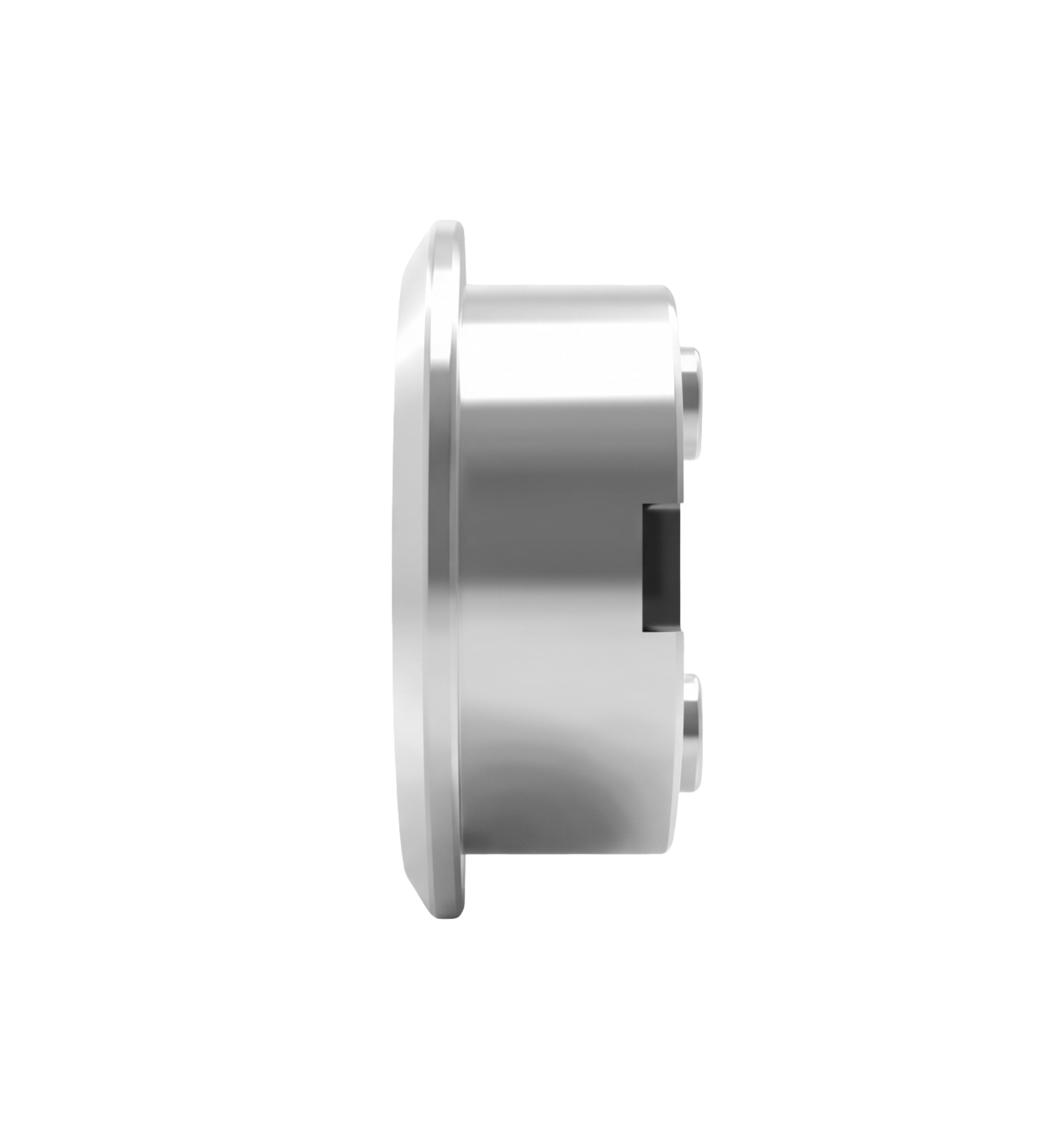 Vue de profil de la serrure encastrable BORE LOCK montrant la profondeur du boîtier cylindrique à insérer dans un perçage de 35 mm