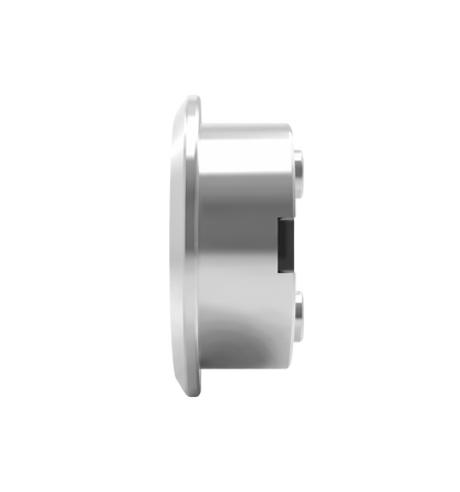 Vue de profil de la serrure encastrable BORE LOCK montrant la profondeur du boîtier cylindrique à insérer dans un perçage de 35 mm