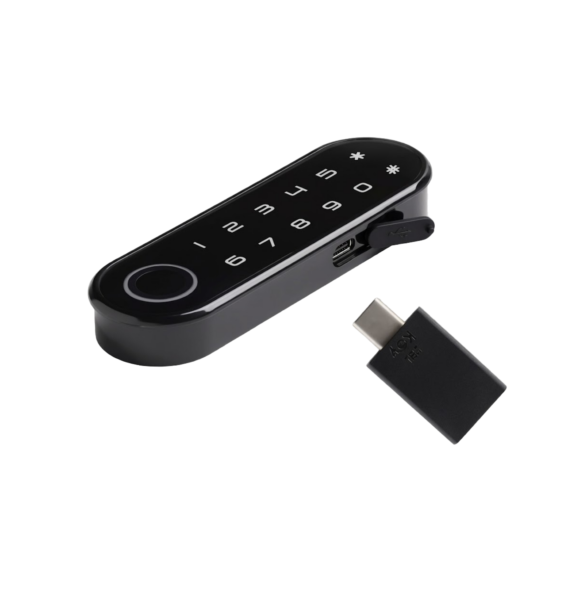 Verrou biométrique STEALTH DRAWER de forme ovale avec clavier tactile et adaptateur USB-C fourni