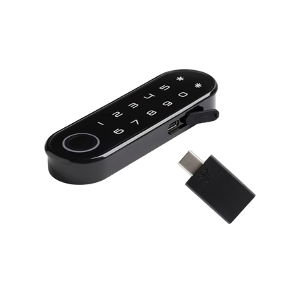 Verrou biométrique STEALTH DRAWER de forme ovale avec clavier tactile et adaptateur USB-C fourni