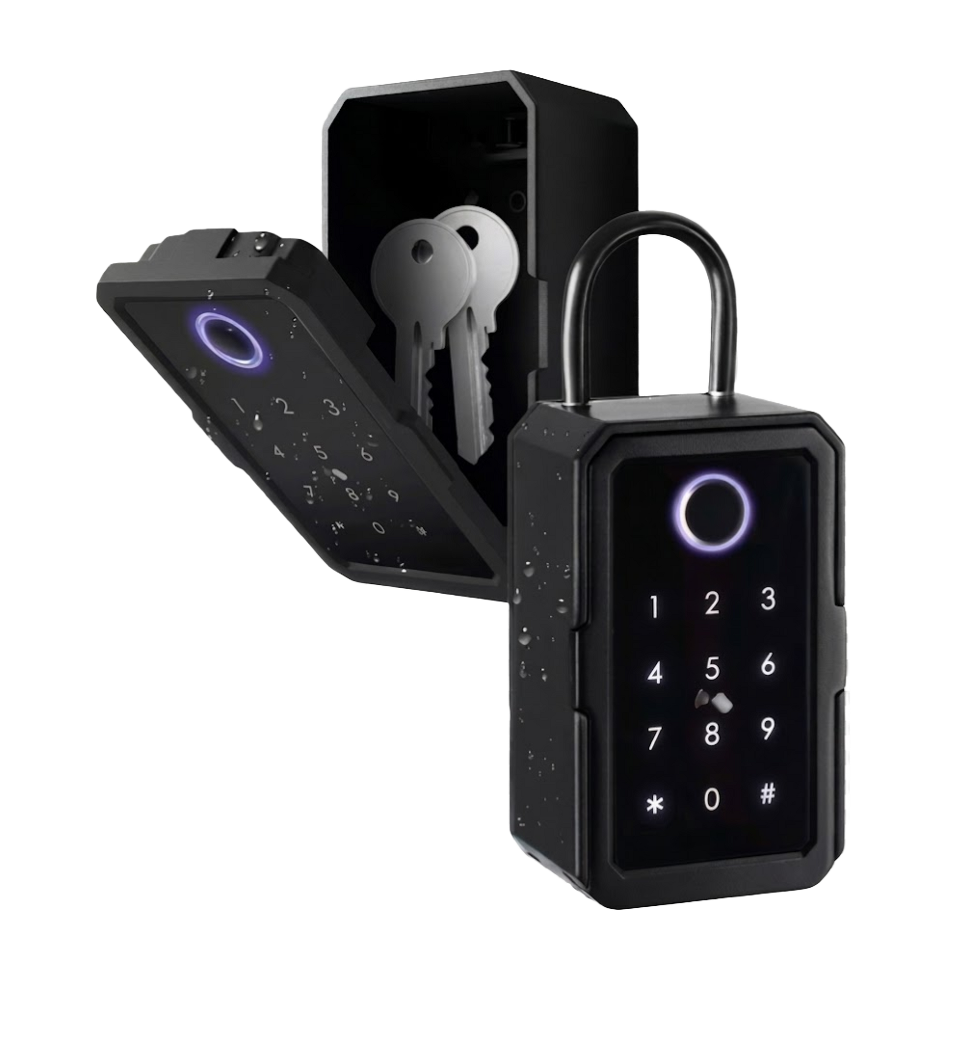 Cadenas CASIER PRO ouvert montrant le compartiment intérieur avec deux clés de secours