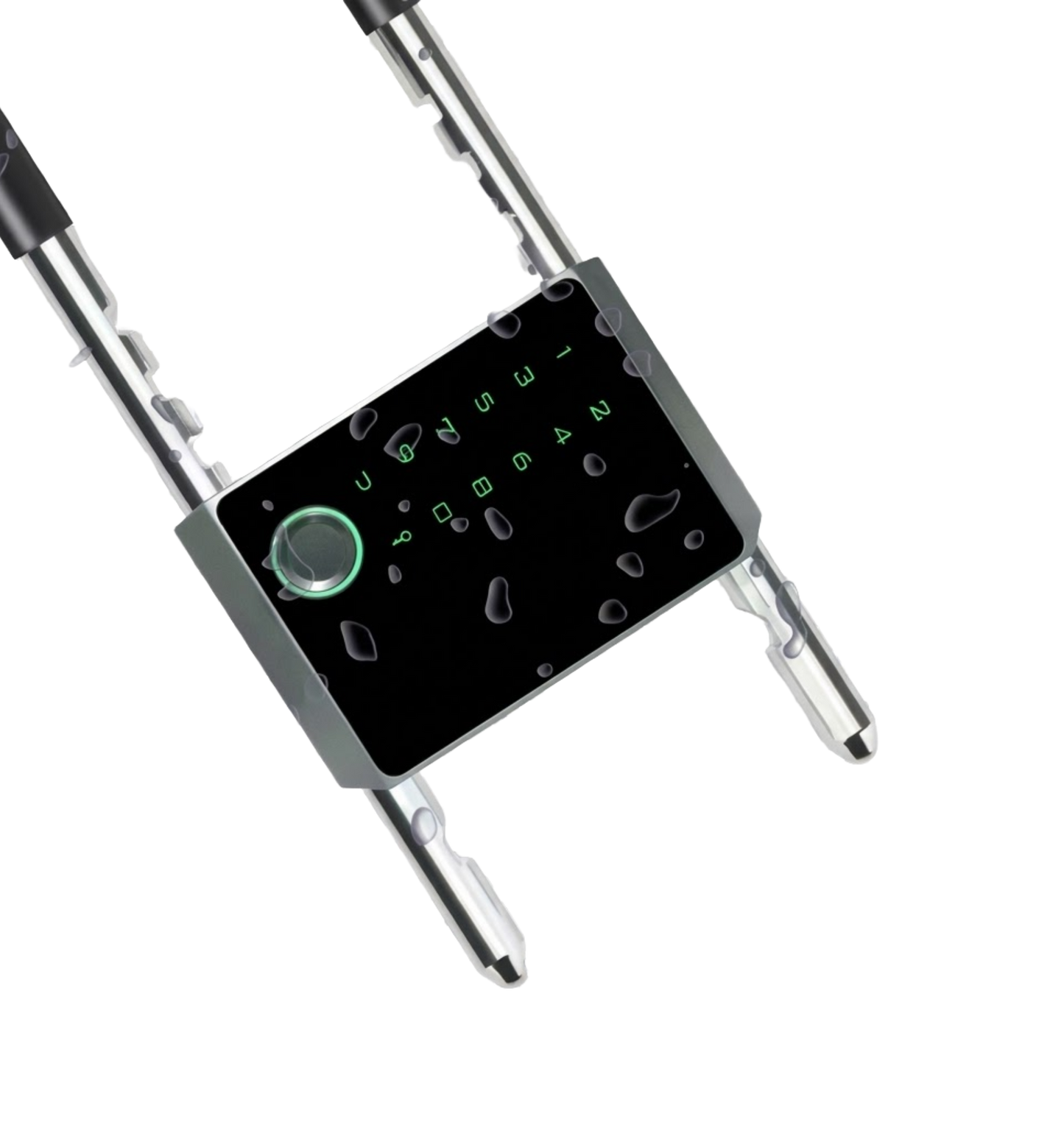 Antivol VELOCITY LOCK avec gouttes d'eau sur le boîtier, démonstration de l'étanchéité IP67